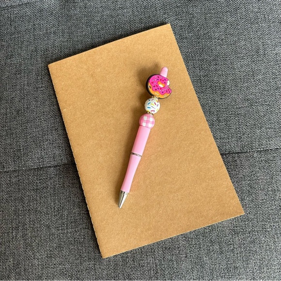 Handcrafted Doughnut Theme Pen + Kraft Journal Notebook (PINK SPRINKLE - PINK) - Picture 6 of 9